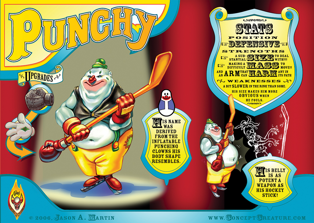 Character Sheets, Punchy, Team Clown Character Sheets, Punchy, Team Clown