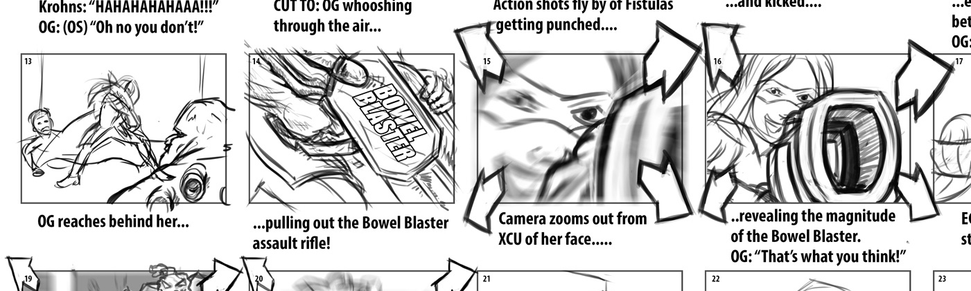 16_SemiColon_04 Rough Storyboards for the SemiColon "Adventures Of Ostamy Girl" intersticial within the documentary